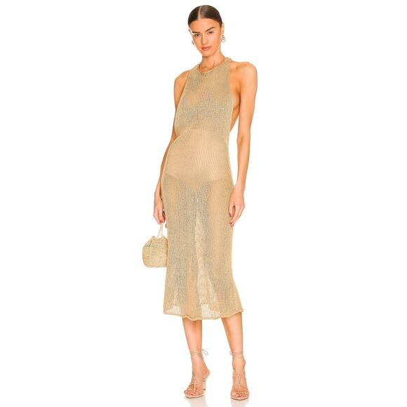 Savannah Morrow Rubina Midi Dress Crochet Knit Pima Cotton Coverup Cafe Size XS - Picture 2 of 11